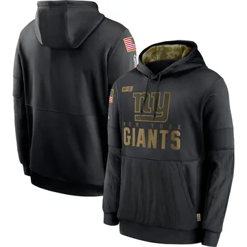 Men's New York Giants Black 2020 Salute to Service Sideline Performance Pullover Hoodie